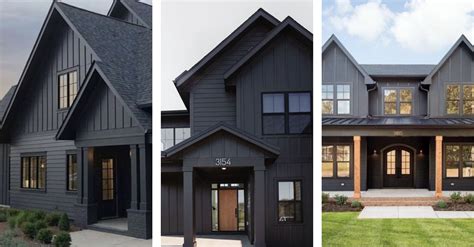 single level black farmhouse homes